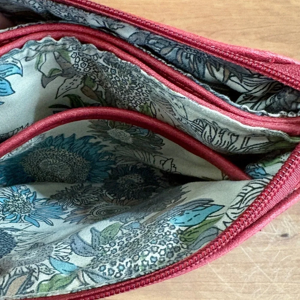 Liz Soto Ruby Red Vegan Leather Multi Pocket Crossbody with Adjustable Strap